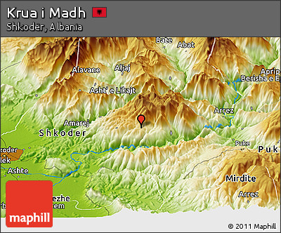 Physical Panoramic Map of Krua I Madh