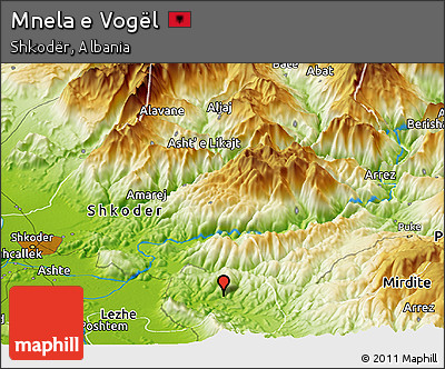 Physical Panoramic Map of Mnela E Vogël