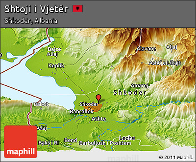 Physical Panoramic Map of Shtoji I Vjetër