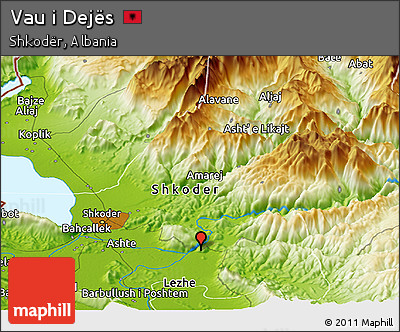 Physical Panoramic Map of Vau I Dejës