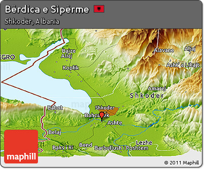 Physical Panoramic Map of Bërdica E Sipërme