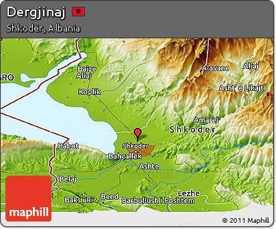 Physical Panoramic Map of Dergjinaj