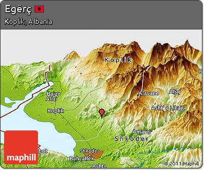 Physical Panoramic Map of Egërç