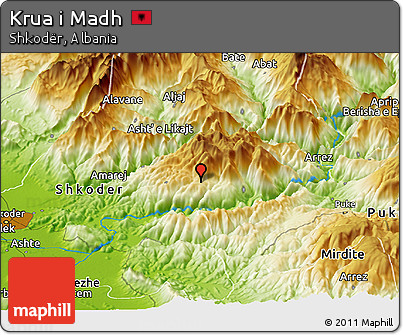 Physical Panoramic Map of Krua I Madh