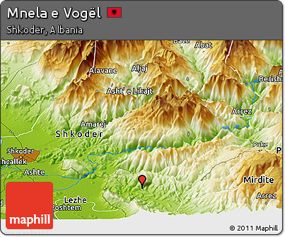 Physical Panoramic Map of Mnela E Vogël