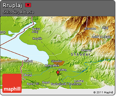 Physical Panoramic Map of Rruplaj