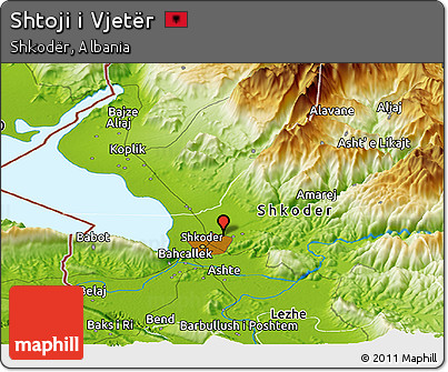 Physical Panoramic Map of Shtoji I Vjetër