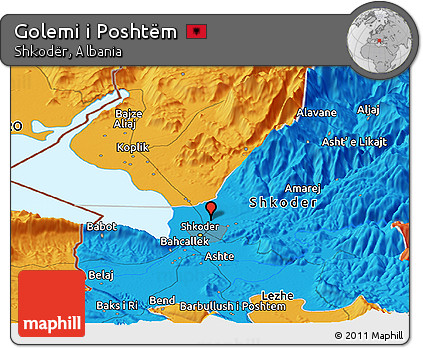 Political Panoramic Map of Golemi I Poshtëm