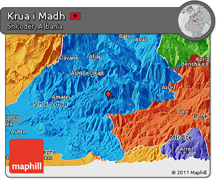 Political Panoramic Map of Krua I Madh