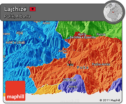 Political Panoramic Map of Lajthizë