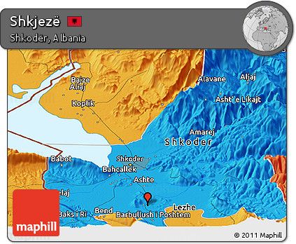 Political Panoramic Map of Shkjezë