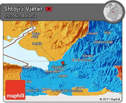 Political Panoramic Map of Shtoji I Vjetër
