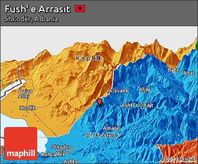 Political Panoramic Map of Fush' E Arrasit