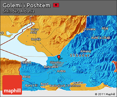 Political Panoramic Map of Golemi I Poshtëm