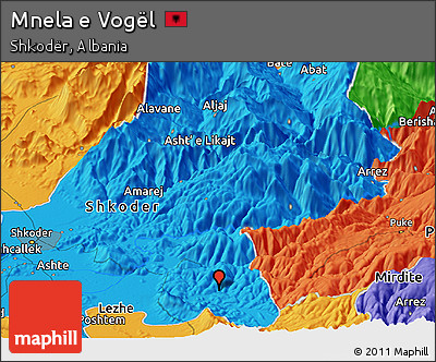 Political Panoramic Map of Mnela E Vogël