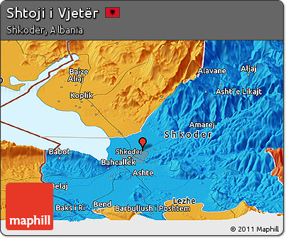 Political Panoramic Map of Shtoji I Vjetër