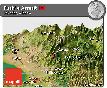 Satellite Panoramic Map of Fush' E Arrasit
