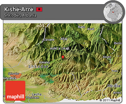 Satellite Panoramic Map of Kishë-Arrë