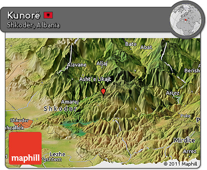 Satellite Panoramic Map of Kunorë