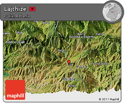 Satellite Panoramic Map of Lajthizë
