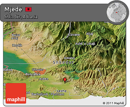 Satellite Panoramic Map of Mjedë