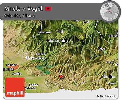 Satellite Panoramic Map of Mnela E Vogël