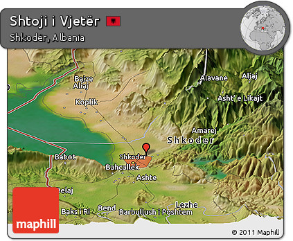 Satellite Panoramic Map of Shtoji I Vjetër