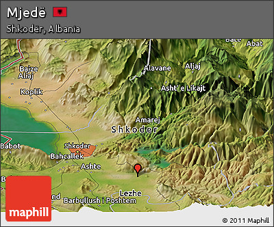 Satellite Panoramic Map of Mjedë