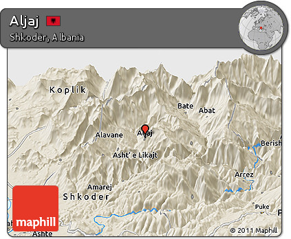 Shaded Relief Panoramic Map of Aljaj