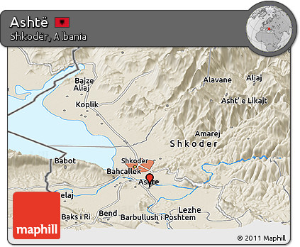 Shaded Relief Panoramic Map of Ashtë