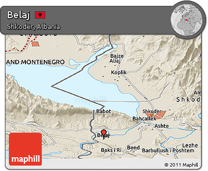Shaded Relief Panoramic Map of Belaj