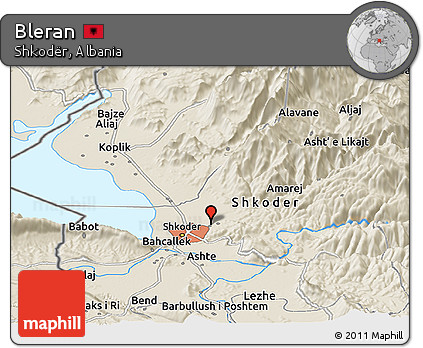 Shaded Relief Panoramic Map of Bleran