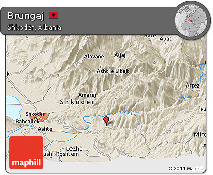 Shaded Relief Panoramic Map of Brungaj