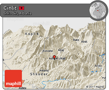 Shaded Relief Panoramic Map of Cinlit