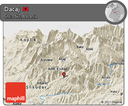 Shaded Relief Panoramic Map of Dacaj