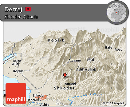 Shaded Relief Panoramic Map of Derraj