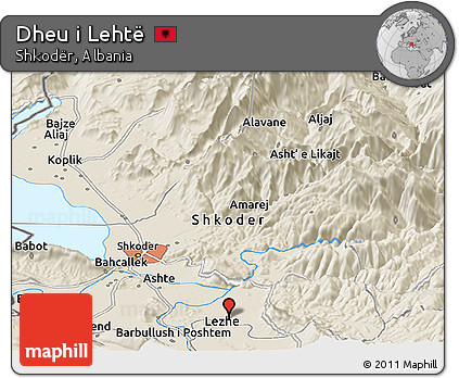 Shaded Relief Panoramic Map of Dheu I Lehtë