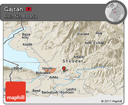 Shaded Relief Panoramic Map of Gajtan