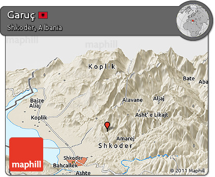 Shaded Relief Panoramic Map of Garuç