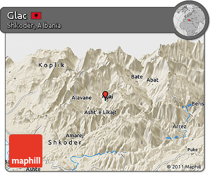 Shaded Relief Panoramic Map of Glac