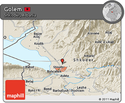 Shaded Relief Panoramic Map of Golem