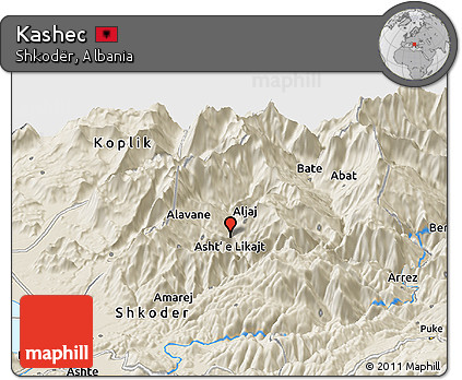 Shaded Relief Panoramic Map of Kashec