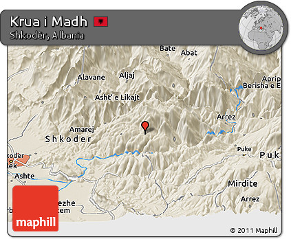 Shaded Relief Panoramic Map of Krua I Madh