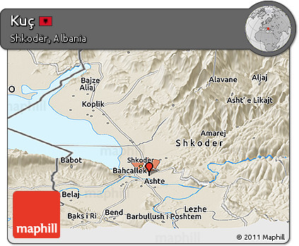 Shaded Relief Panoramic Map of Kuç