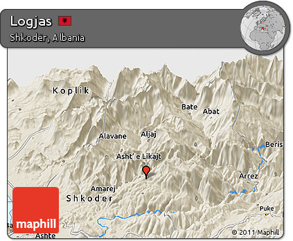 Shaded Relief Panoramic Map of Logjas