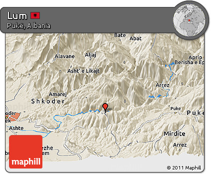 Shaded Relief Panoramic Map of Lum