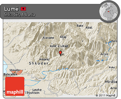 Shaded Relief Panoramic Map of Lumë