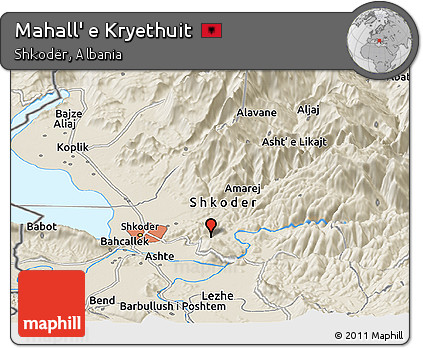 Shaded Relief Panoramic Map of Mahall' E Kryethuit