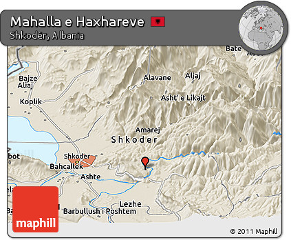 Shaded Relief Panoramic Map of Mahalla E Haxhareve