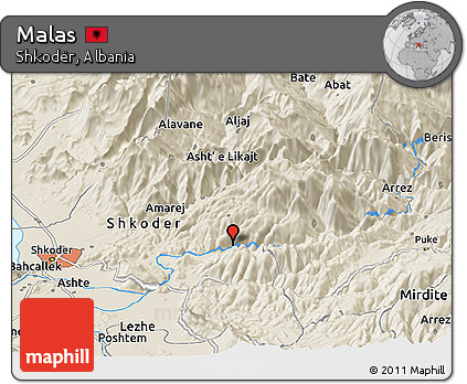 Shaded Relief Panoramic Map of Malas